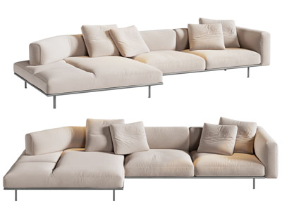 现代布艺转角多人沙发3d模型 现代布艺转角多人沙发