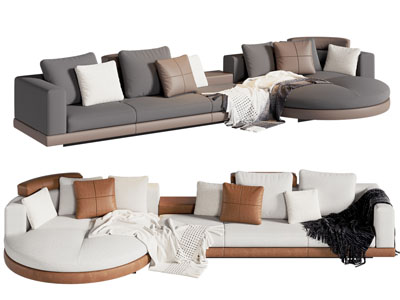 现代转角多人沙发3d模型 现代转角多人沙发