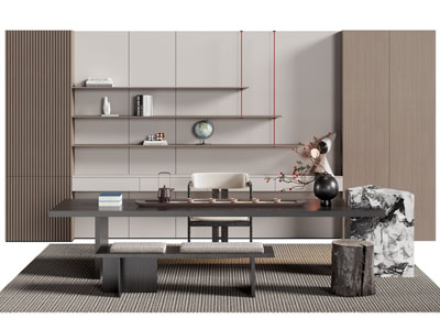 新中式茶桌椅组合 装饰柜