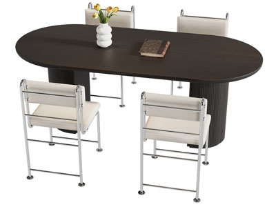 法式椭圆形餐桌椅组合