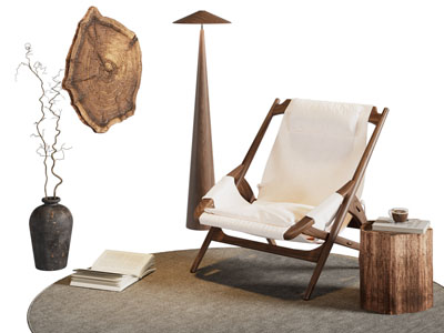 侘寂风休闲椅子 边几 落地灯