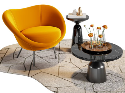 现代休闲椅子 边几