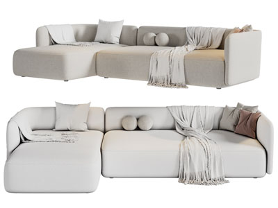 现代布艺转角多人沙发3d模型 现代布艺转角多人沙发