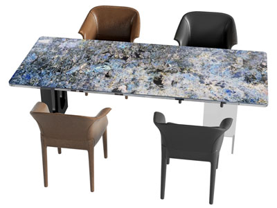 现代大理石长方形餐桌椅组合