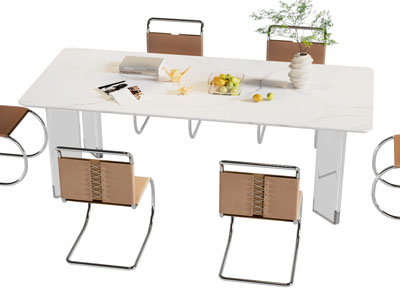 现代长方形餐桌椅组合