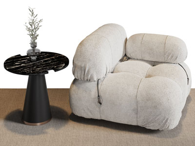 现代单人沙发 边几