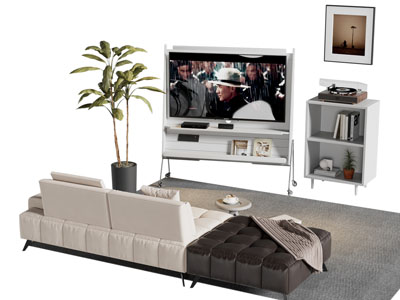 现代多人沙发 电视 边柜3d模型 现代多人沙发 电视 边柜