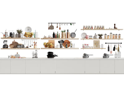 现代锅具 调料瓶 厨具组合置物收纳架
