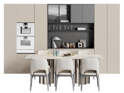 现代餐边柜 餐桌椅组合