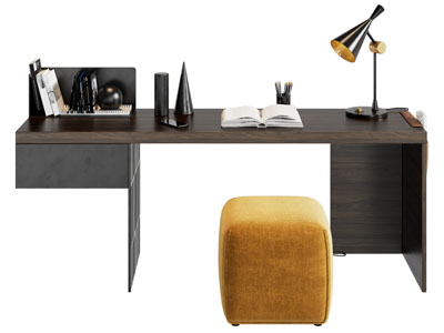 现代书桌椅组合3d模型 现代书桌椅组合