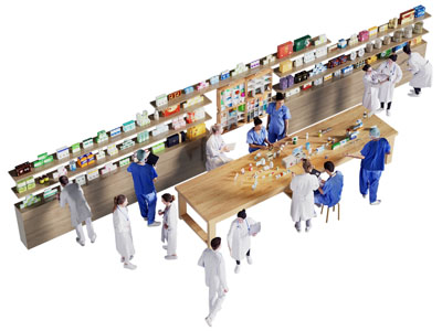 现代药房陈列柜 展柜 医药人员