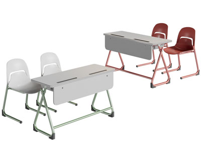 现代培训桌 书桌椅组合3d模型 现代培训桌 书桌椅组合