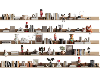 现代墙面隔板 书本 饰品摆件组合