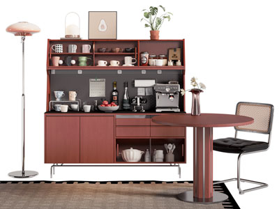 现代中古风餐边柜 餐桌椅组合