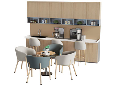 现代茶水间 休闲洽谈餐桌椅组合 水吧台