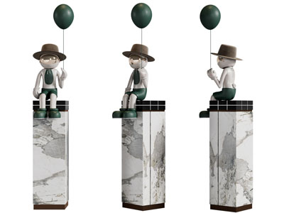 现代拿气球的小人雕塑雕刻3d模型 现代拿气球的小人雕塑雕刻