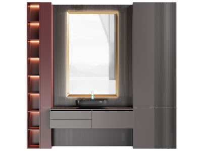 现代洗手台 镜子 浴室柜