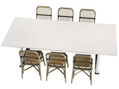 现代长方形餐桌椅组合