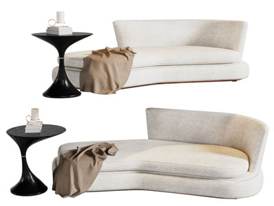 现代弧形多人沙发 边几3d模型 现代弧形多人沙发 边几