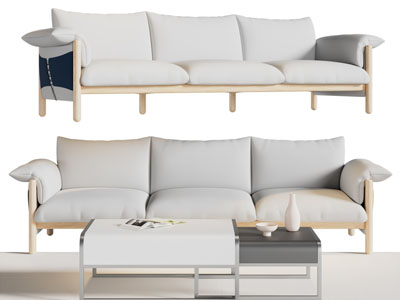 现代多人沙发 茶几组合3d模型 现代多人沙发 茶几组合