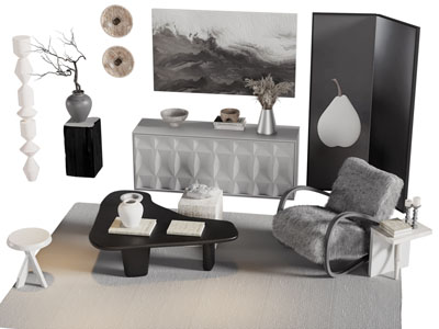 现代玄关柜 边柜 单人沙发和茶几组合3d模型 现代玄关柜 边柜 单人沙发和茶几组合