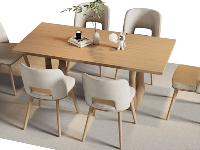 现代长方形餐桌椅组合