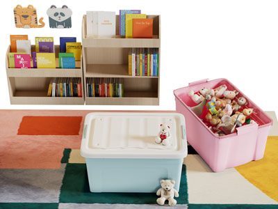 现代儿童玩偶玩具整理箱 收纳箱 书柜
