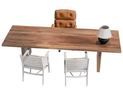 现代长方形实木书桌3d模型 现代长方形实木书桌