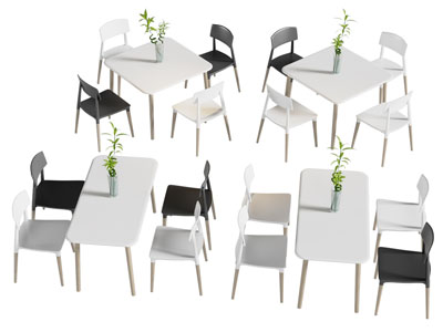 现代方形 长方形餐桌椅组合