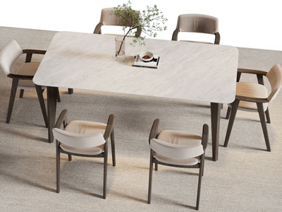 现代长方形餐桌椅组合