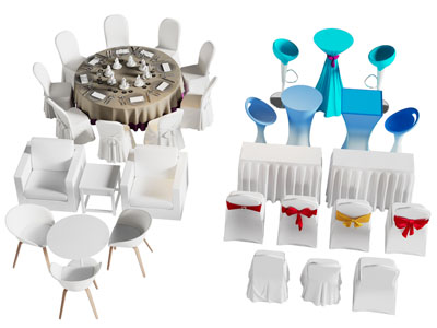 现代圆形餐桌椅组合 吧椅 酒店设备