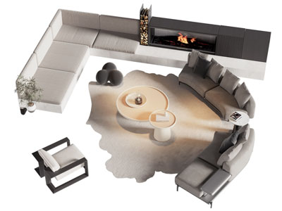 现代弧形多人沙发 茶几组合3d模型 现代弧形多人沙发 茶几组合