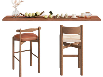 现代实木吧台吧椅