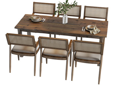 现代中古风餐桌椅组合