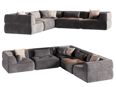 现代布艺转角多人沙发3d模型 现代布艺转角多人沙发