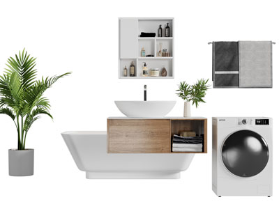 现代洗手台 镜柜 浴室柜 浴缸