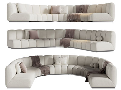 现代半圆形多人沙发3d模型 现代半圆形多人沙发