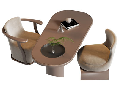 现代椭圆形老板台 老板桌椅组合