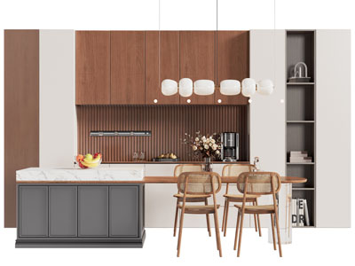 现代中古风餐边柜 吧台餐桌椅组合