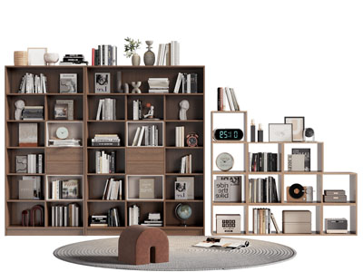 现代中古风开放式书柜