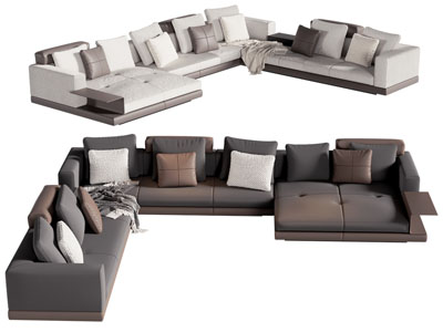 现代转角多人沙发3d模型 现代转角多人沙发