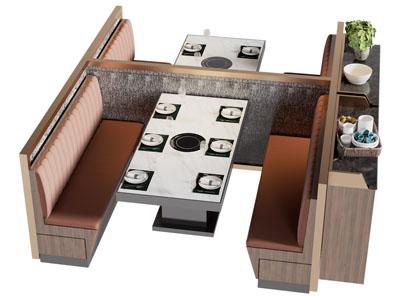 现代火锅店卡座餐桌椅组合