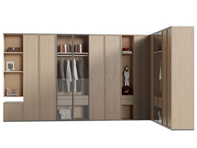 现代实木转角衣柜3d模型 现代实木转角衣柜