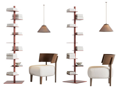 现代休闲椅子 装饰书架