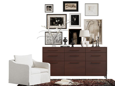 现代中古风玄关柜 单人沙发 挂画3d模型 现代中古风玄关柜 单人沙发 挂画