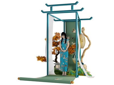 新中式拍照打卡美陈 演绎舞台 户外装置