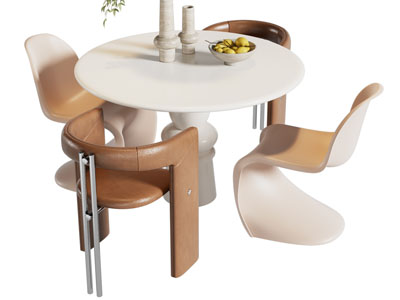 现代圆形餐桌椅组合