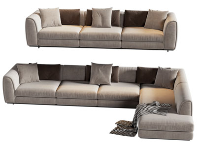 现代布艺转角多人沙发3d模型 现代布艺转角多人沙发