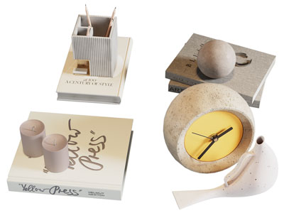 现代书本 烛台 闹钟 摆件组合