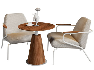 现代休闲椅子 边几